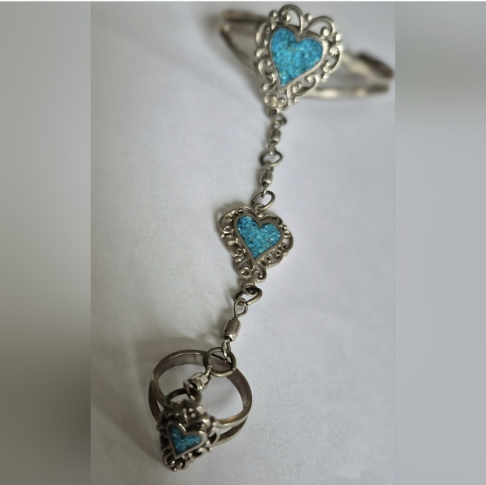 Vintage Ejc Turquoise Bracelet With Ring